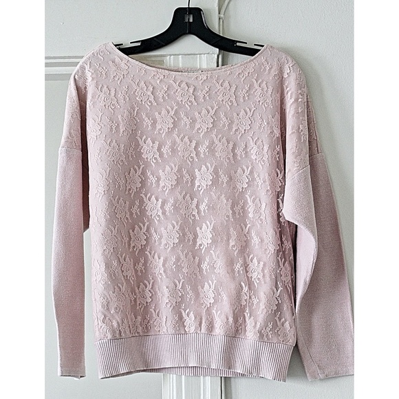 Gunne Sax - Vintage 1970s (Original Tag) Lace Sweatshirt, Pink, Med - Picture 3 of 9